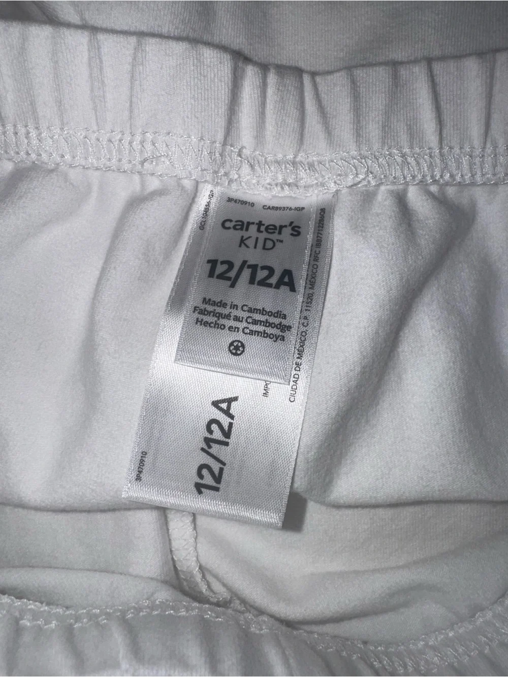 Carter's White Elastic-Waist Kids Shorts